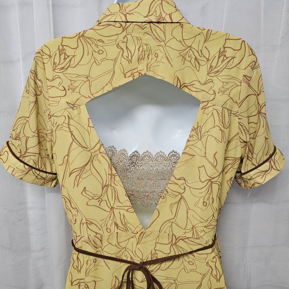 Honey Punch Dress Yellow Maxi Wrap Boho Cottage M - Picture 4 of 9